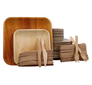 Assiettes en fibre de bambou naturel, vaisselle jetable biodégradable, résistante à la chaleur, pour services de restauration - Product Image 2