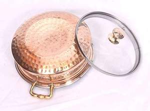 ชุดเสิร์ฟอาหารอินเดียแบบดั้งเดิมคุณภาพพรีเมียมชั้นเยี่ยม ทำจากทองแดงตีขึ้นรูปและสแตนเลส พร้อมฝาแก้ว - Product Image 4