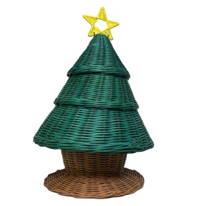 Petit arbre de noël intérieur pratique en rotin naturel décoration de la maison en gros meilleur prix cadeau - Product Image 1