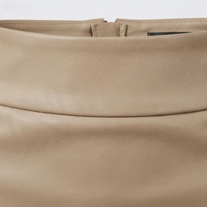 Women High Waist PU Leather <b>Mini</b> Pencil Skirt Solid Color Sexy Tight Fit All Seasons Woven Fabric - Product Image 4