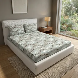 Ensemble de chambre contemporain en tissu microfibre gris argenté moderne, écologique, durable, 118 GSM, finition douce pour l'ameublement de la maison - Product Image 4