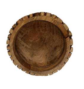 Bol en bois rustique fabriqué à partir de bûches de bois naturel, plat de service réutilisable pour la table - Product Image 6
