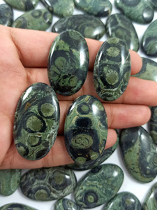 Premium Quality Natural Green <b>Black</b> Kambaba Jasper Oval Cut Cabochons Loose Beads Gemstone DIY Jewelry Making and Wholesale - Product Image 1