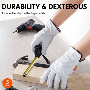 Guantes de Trabajo de Cuero de Cabra de Alta Calidad, Resistentes a la Abrasión y al Calor, para Actividades al Aire Libre, Jardinería, Duraderos - Product Image 5