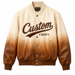 Veste de sport en twill pour homme, style vintage, en cuir, avec logo personnalisé par transfert thermique, col rabattu, pour l'automne - Product Image 1