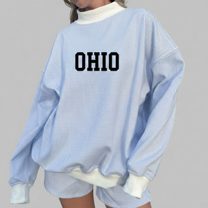 Pull col roulé oversize décontracté pour femme, style streetwear, hiver automne, manches longues, respirant, doublure en tissu éponge, 100% coton, ODM - Product Image 3