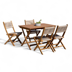 Luxury <b>Folding</b> Chair with Woven Rope and Teak Wooden Frame Material for Home Furniture Decoration and Restaurant <b>Set</b> - Product Image 6