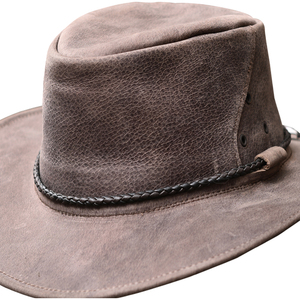 Stylish Leather Cowboy <b>Hat</b> Round Cord <b>Band</b> Travel Safari Fashion Adjustable Outdoor Headwear Premium Leather Western <b>Hat</b> For Men - Product Image 3