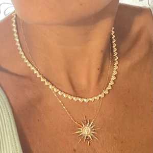 Heart Shape <b>Choker</b> Necklaces 10K 14K 18K Solid Gold Solitaire Everyday Wear Chain Length 40cm Layering Fine Jewelry Manufacturer - Product Image 2