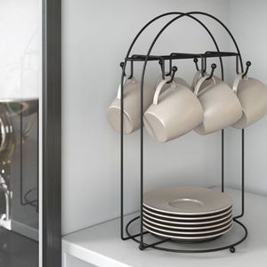 Nouveau support à tasses en fer forgé, présentant des motifs raffinés, base robuste, accent de cuisine classique, rangement - Product Image 6