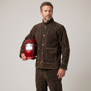 Veste de soudeur en cuir de vachette de qualité supérieure pour hommes, résistante au feu, résistante à la chaleur, antistatique, vêtements de sécurité de niveau professionnel - Product Image 4