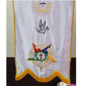 Banderas bordadas de 5 triángulos para la Regalia Masónica, ideales para la Orden de la Estrella del Este O.E.S., con el mejor logotipo bordado de la bandera blanca. - Product Image 4