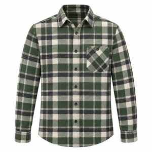 Chemise en flanelle de coton pour hommes, manches longues, à carreaux, boutonnée, vente en gros, fabrication sur mesure, marque privée, pour les détaillants. - Product Image 3