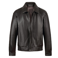 Veste de moto décontractée pour homme en cuir de mouton noir imperméable, col montant, fermeture éclair, coupe classique, pour l'hiver, avec fourrure de mouton