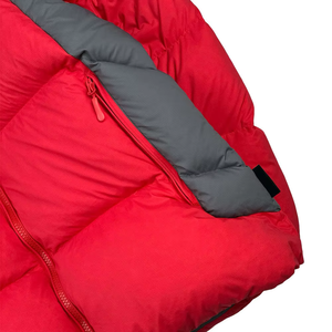 Blouson matelassé unisexe rouge à capuche, rembourrage en coton écologique, coupe-vent, fermeture éclair, vêtement d'hiver décontracté, coupe régulière épaisse, devant zippé - Product Image 5