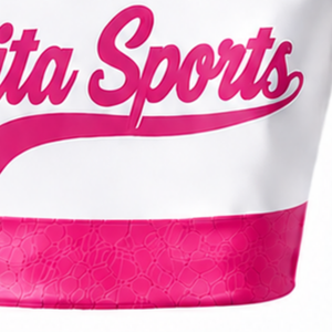 Maillot de cheerleading sans manches sublimé blanc et rose vif, tenue de sport athlétique pour l'entraînement et la compétition - Product Image 6