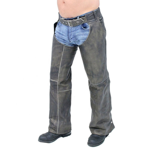 Chaps en similicuir style western, taille haute, coupe régulière, avec poche en cuir et fermeture à boucle, pour l'équitation - Product Image 6