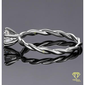 VVS Moissanite Diamond <b>Ring</b> Round Cut Center Stone 925 Sterling <b>Silver</b> Twisted Band Luxury <b>Statement</b> Jewelry For Women - Product Image 4