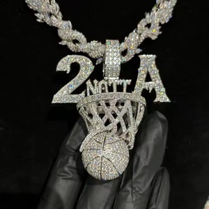 2 <b>Chain</b> A Moissanite Basketball Pendant 925 Silver Hip Hop Men's Jewelry Everyday Wear Themed Pendant Iced Out <b>Rapper</b> Pendant - Product Image 1