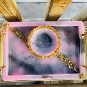 ถาดเสิร์ฟกาแฟทำจากเรซินโต๊ะรับประทานอาหารดีไซน์หรูหราทำด้วยมือผลิตภัณฑ์งานฝีมือของขวัญอินเดียเสิร์ฟอาหาร - Product Image 1