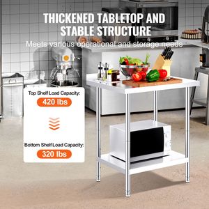 Tavolo da Lavoro Commerciale in Acciaio Inossidabile 36" X 30" X 24" - Banco da Lavoro in Metallo Resistente - Product Image 3