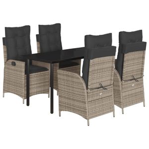 Set da Pranzo da Giardino in Rattan Grigio Scuro per 4 Persone, Resistente alle Intemperie, Arredamento da Esterno in Stile Contemporaneo - Product Image 2