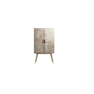 Trusted Indian Supplier Solid Mango Wood 2-Door Storage <b>Cabinet</b> with Hammered Design Veneer for Living Room Home Furniture - Product Image 5