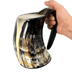 Chope à bière traditionnelle de 6 pouces, de qualité supérieure, polie, étanche, en corne, avec motif animalier, pour l'exportation - Product Image 1