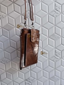 Sac à main pour téléphone en cuir de vachette véritable avec fourrure, nouveau sac bandoulière de créateur, petite taille, pochette de poignet, sac bandoulière - Product Image 4