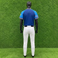 Maillot de baseball pour femme Topline, col en V, blanc et bleu, manches courtes, coupe classique, boutons sur le devant, respirant, séchage rapide, toutes saisons