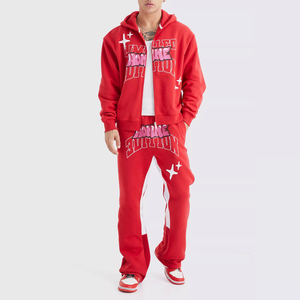 Good manufacturer Men Puff Print <b>Zipper</b> Tracksuit with OEM customized hot selling <b>top</b> trending Puff Print Tracksuit Fit Running - Product Image 1