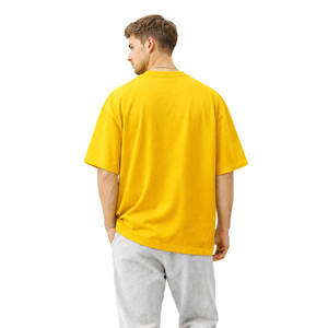 Camiseta de Alta Calidad, 100% Algodón, Color Amarillo, Estilo Oversize con Hombros Caídos, Manga Corta, Antiarrugas, para Hombre - Product Image 4