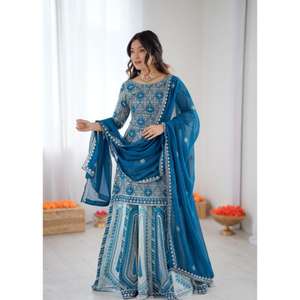 Conjunto de Lehenga de Diseñador, Elegante Atuendo Étnico para Mujer, Vestido Elegante para Invitadas de Boda, Perfecto para Fiestas y Eventos Tradicionales - Product Image 3