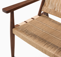 Fauteuil en bois moderne, structure en bois massif, assise tressée, design mid-century, chaise de salon, meubles faits à la main, bureau à domicile, chambre à coucher