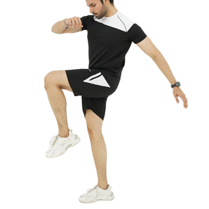 Ensemble T-shirt et short d'été en coton premium pour homme, léger, respirant, décontracté, avec personnalisation de la marque - Product Image 1
