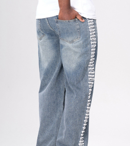Pantalones Vaqueros Estilo Cargo para Hombre, Corte Relajado, Algodón, Bolsillos Utilitarios, Pantalones Casuales, Ropa Urbana, Lavado Suave, Diseño Personalizado - Product Image 4