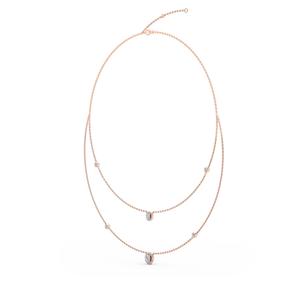 Collier double rangs avec halo ovale de diamants de laboratoire cultivés, 1,45 CTW, or rose 9 carats - Product Image 1