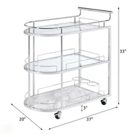Chariot de bar moderne en céramique écologique avec étagères en verre et roulettes, style américain, idéal pour les cadeaux