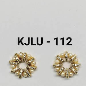 Gold Plated Pearl Floral Stud Earrings Round Flower Design Elegant Women <b>Jewelry</b> - Product Image 4