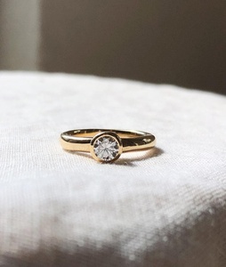 Anillos de compromiso de diamantes de oro macizo de 14 quilates con diamante redondo de 0.50 quilates cultivado en laboratorio, delicados y minimalistas, para propuesta de matrimonio y bodas, para mujer. - Product Image 1