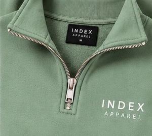 เสื้อสเวตเชิ้ตผู้หญิงสีเขียวเซจ แบรนด์ Index Apparel แบบคอตั้ง แขนยาว ผ้าฟลีซ ซิป ¼ - Product Image 4