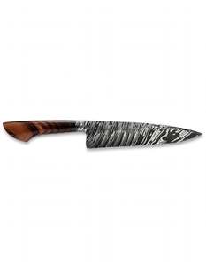 มีดเชฟเหล็กดามัสกัสทำมือ ใบมีดแบบ Fixed Blade สไตล์ญี่ปุ่น Gyuto สำหรับหั่นในครัว ด้ามจับไม้เนื้อแข็งธรรมชาติ รับผลิตแบบ DIY OEM - Product Image 1