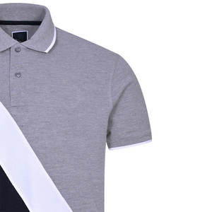 Polo homme gris chiné premium |   Polo athlétique à diagonales blanches et noires, vêtements de sport urbains, vêtements de sport pour la salle de sport, vêtements de sport actifs - Product Image 3