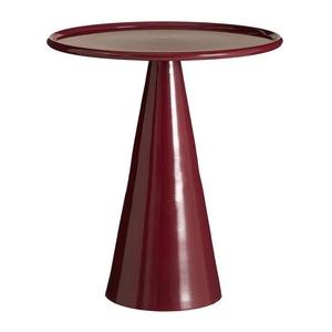 Modern Round Coffee <b>Table</b> Tempered <b>Glass</b> <b>Top</b> Conical Metal Base Side End <b>Table</b> for Living Room Wine Red - Product Image 1