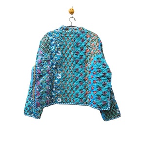 Chaqueta de retazos de algodón acolchado Burfi hecha a mano india, recién llegados, abrigo de invierno de algodón, chaqueta cómoda Unisex de estilo bohemio - Product Image 6