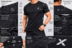 Camiseta Deportiva de Secado Rápido para Hombre X Sports City, Manga Corta, Cuello Redondo, Color Sólido, Ropa Deportiva, Camiseta de Fitness de Verano con Logotipo X - Product Image 3