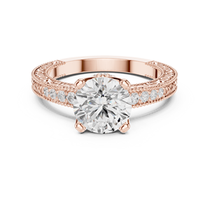 Luxury Rose Gold Round Cut Moissanite Engagement <b>Ring</b> Women’s Solitaire Wedding <b>Ring</b> with Side Stones Custom Fine Jewelry - Product Image 5