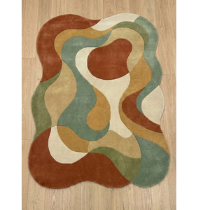 Alfombra Moderna Geométrica Verde Hecha a Mano, Antideslizante, de Lana Orgánica, para Sala de Estar, Dormitorio, Decoración del Hogar - Product Image 2