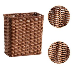 Rectangular Rattan Storage Basket Open Top Woven <b>Bin</b> for Household Indoor Use Simple Style Brown and Natural Color From India - Product Image 3