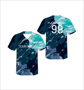 เสื้อเบสบอลแบบซับลิเมชั่นสั่งทำพิเศษ สีเขียวอมฟ้า กรมท่า ลายพรางมิ้นท์ ติดกระดุมทั้งตัว ชุดทีม น้ำหนักเบา ระบายอากาศได้ดี สำหรับเล่นกีฬา - Product Image 1